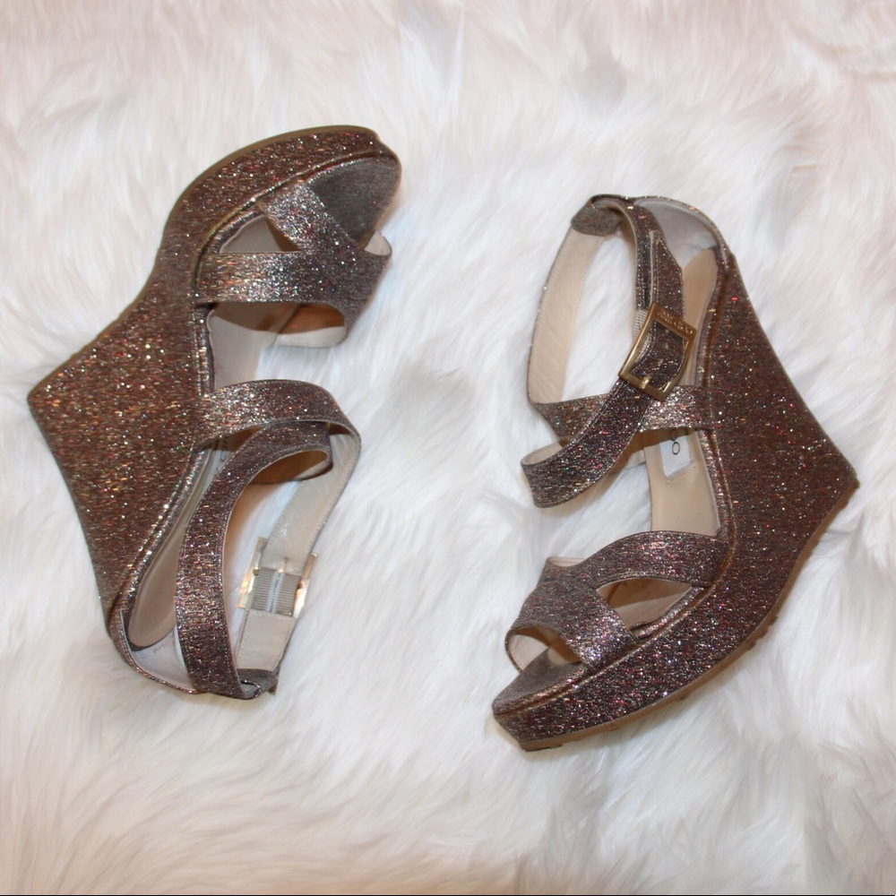 Jimmy Choo Penny Glitter Wedge Sandal